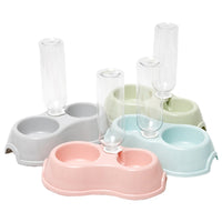 HKM-5390653 Double Bowl Plastic Pet Drinking Bottle with Companion Bowl - 500ml, Four Colors Available