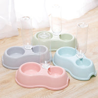 HKM-5390653 Double Bowl Plastic Pet Drinking Bottle with Companion Bowl - 500ml, Four Colors Available