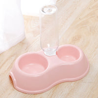 HKM-5390653 Double Bowl Plastic Pet Drinking Bottle with Companion Bowl - 500ml, Four Colors Available