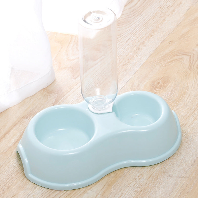 HKM-5390653 Double Bowl Plastic Pet Drinking Bottle with Companion Bowl - 500ml, Four Colors Available