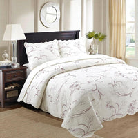 HKM-539219 Luxury Silk Series 3-Piece Pure Cotton Bedding Set with Quilted Plain Weave Design