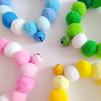 HKM-5392445 Gradient Color Pet Fur Ball Collar with Bell for Cats - Various Sizes Available