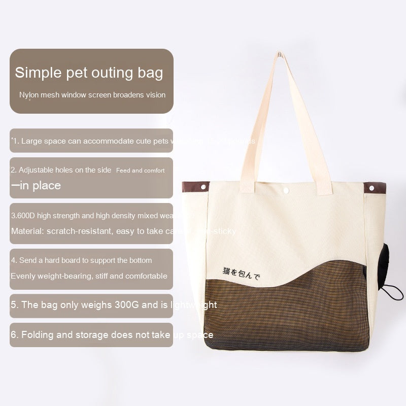 HKM-5392701 Adorable Open Head Canvas Shoulder Bag for Cats and Dogs, Multiple Patterns Available