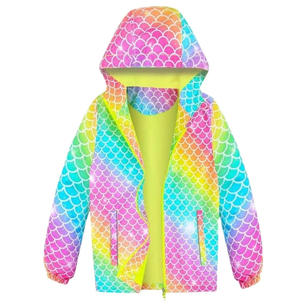 HKM-539283 Preppy Style Softshell Outerwear Jacket for Girls Winter O-Neck with Button Decoration