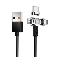 HKM-539283 Three-in-One Magnetic Data Charging Cable - Compatible with 8PIN, Micro USB, and Type-C, 1m Length