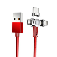HKM-539283 Three-in-One Magnetic Data Charging Cable - Compatible with 8PIN, Micro USB, and Type-C, 1m Length