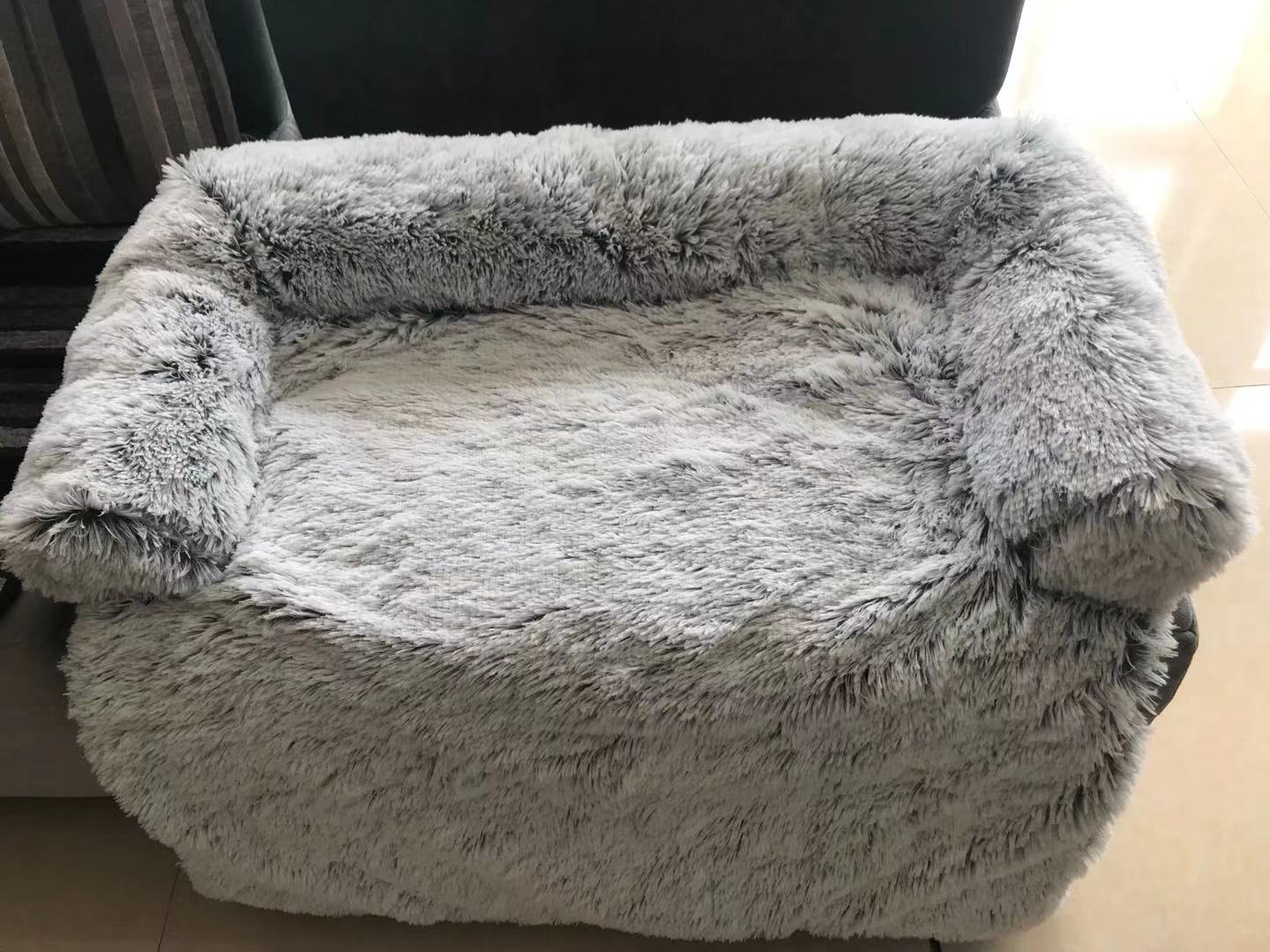 HKM-5394493 Removable and Washable Plush Cotton Pet Nest with Gradient Gray and Leather Powder Options