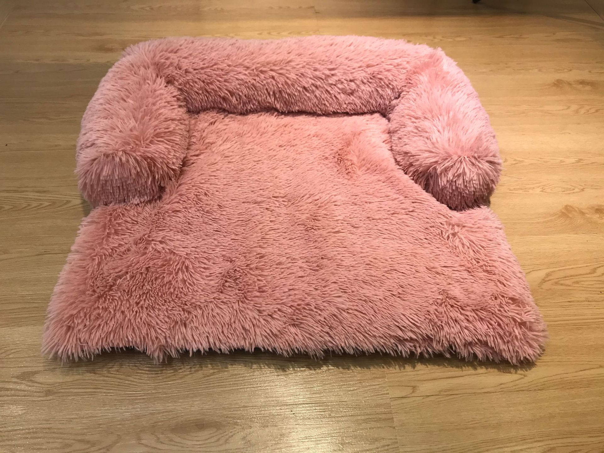 HKM-5394493 Removable and Washable Plush Cotton Pet Nest with Gradient Gray and Leather Powder Options
