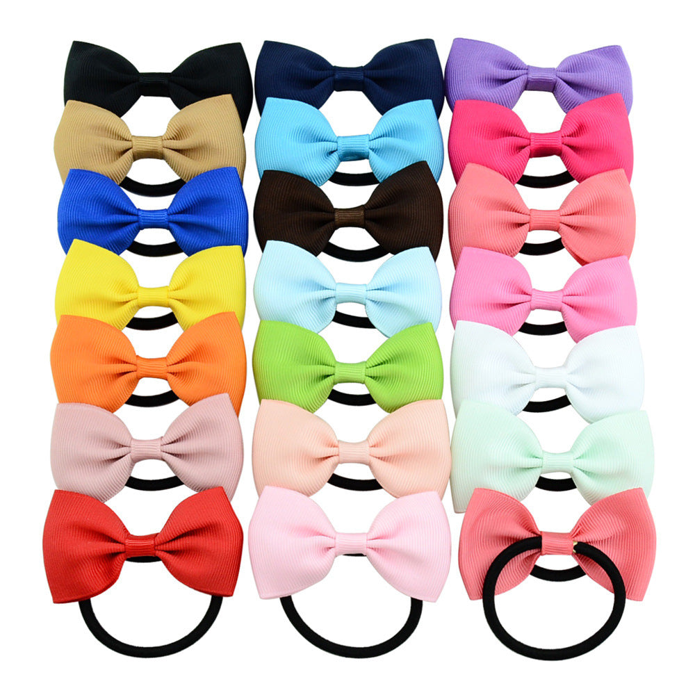 HKM-539475 Fashionable Children's Bow Hair Circle for Girls - Soft Elastic Hoop, 4.5cm Diameter