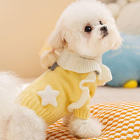 HKM-5395005 Warm Knitted Dog Sweater with Turtleneck and Star Pattern for Small Breeds and Puppies