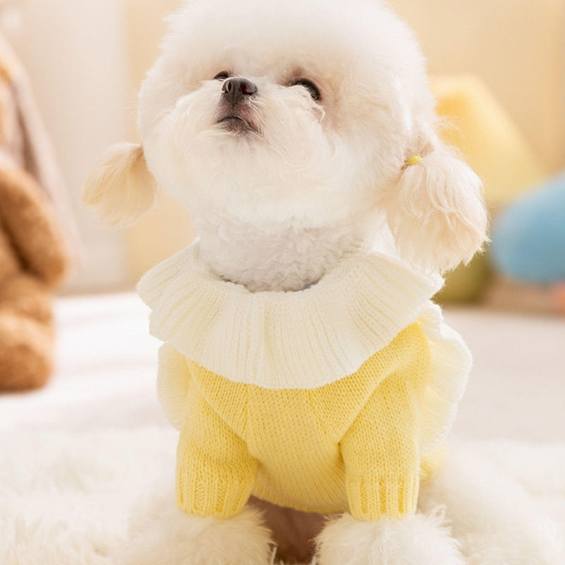 HKM-5395005 Warm Knitted Dog Sweater with Turtleneck and Star Pattern for Small Breeds and Puppies