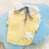 HKM-5395005 Warm Knitted Dog Sweater with Turtleneck and Star Pattern for Small Breeds and Puppies