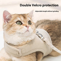 HKM-5395517 Universal Breathable Cat Harness and Leash Set - Adjustable Canvas Strap for Pet Safety