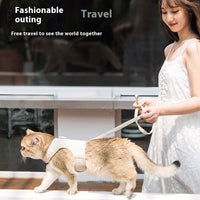 HKM-5395517 Universal Breathable Cat Harness and Leash Set - Adjustable Canvas Strap for Pet Safety