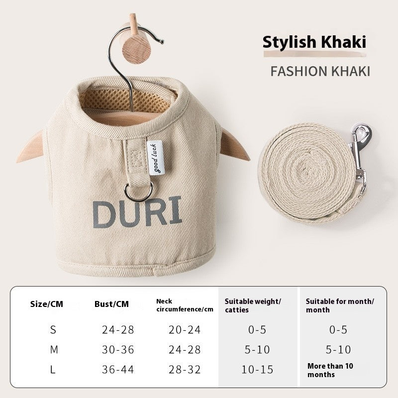 HKM-5395517 Universal Breathable Cat Harness and Leash Set - Adjustable Canvas Strap for Pet Safety