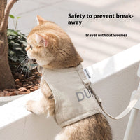 HKM-5395517 Universal Breathable Cat Harness and Leash Set - Adjustable Canvas Strap for Pet Safety