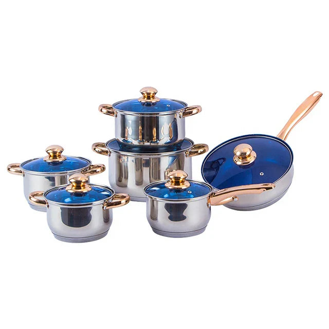 HKM-539603 12-Piece Non-Stick Aluminium Cookware Set with Stainless Steel Utensils