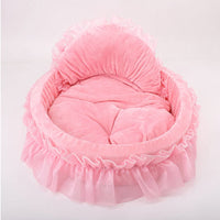 HKM-5396285 Princess Pet Bed – Cozy Nest for Cats and Dogs in Pink, Purple, Gray, and Green, Sizes S and L