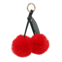 HKM-539731 Plush Cherry Keychain Keyring for Kids, Soft Cotton Fruit Toy, Cute Bag Decoration