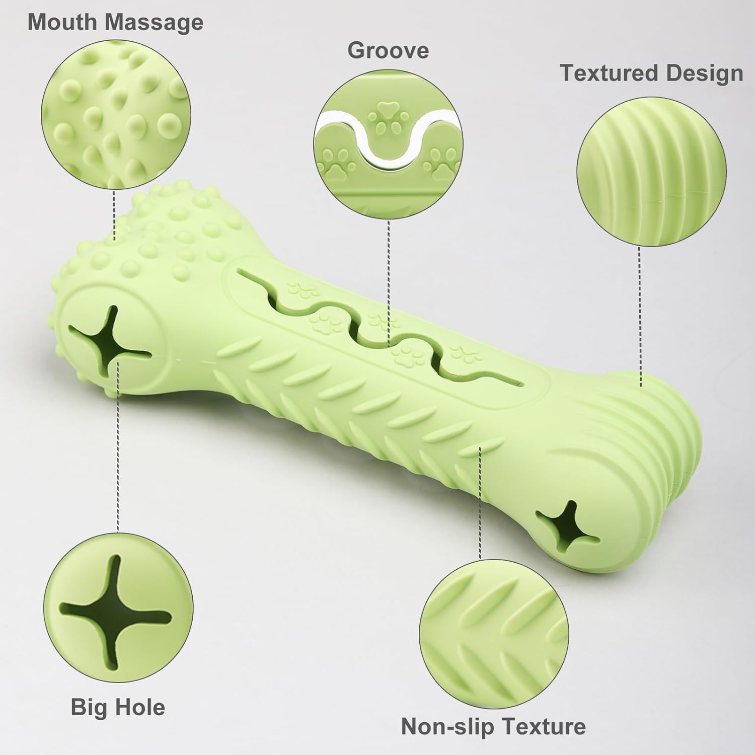 HKM-5397693 Durable Bone-Shaped Chew Toy for Aggressive Chewers – Natural Rubber Dog Dental Care & Puzzle Treat Dispenser