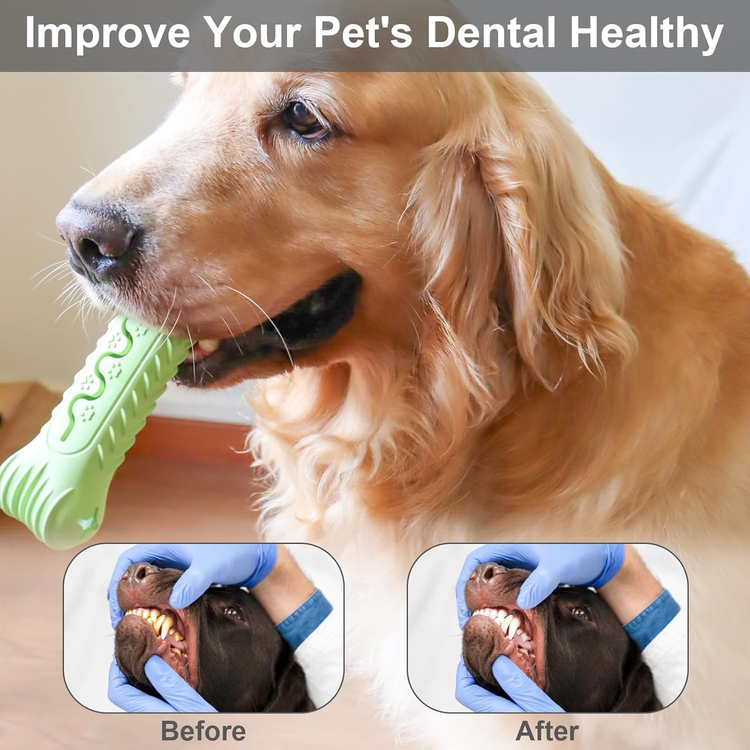 HKM-5397693 Durable Bone-Shaped Chew Toy for Aggressive Chewers – Natural Rubber Dog Dental Care & Puzzle Treat Dispenser