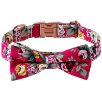 HKM-5398205 Cotton Flower Pattern Dog Collar with Adjustable Sizes in Pink and Blue Styles