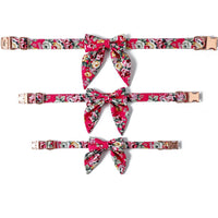 HKM-5398205 Cotton Flower Pattern Dog Collar with Adjustable Sizes in Pink and Blue Styles