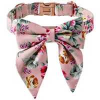 HKM-5398205 Cotton Flower Pattern Dog Collar with Adjustable Sizes in Pink and Blue Styles