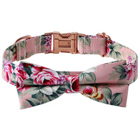 HKM-5398205 Cotton Flower Pattern Dog Collar with Adjustable Sizes in Pink and Blue Styles