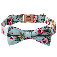 HKM-5398205 Cotton Flower Pattern Dog Collar with Adjustable Sizes in Pink and Blue Styles