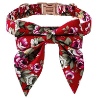 HKM-5398205 Cotton Flower Pattern Dog Collar with Adjustable Sizes in Pink and Blue Styles