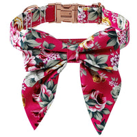 HKM-5398205 Cotton Flower Pattern Dog Collar with Adjustable Sizes in Pink and Blue Styles