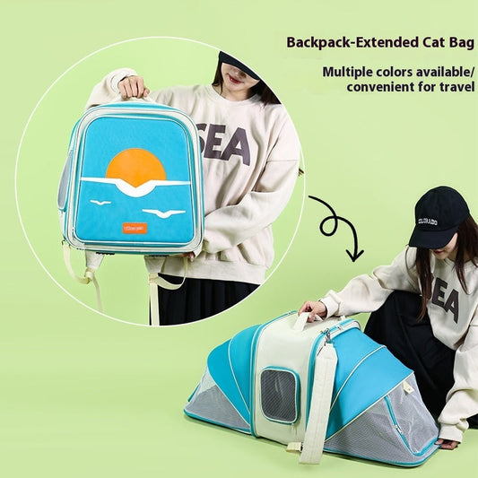 HKM-5398461 Expandable Portable Cat Backpack for Outdoor Camping, Fits Cats Up to 9 kg, Medium Hard Nylon Materials