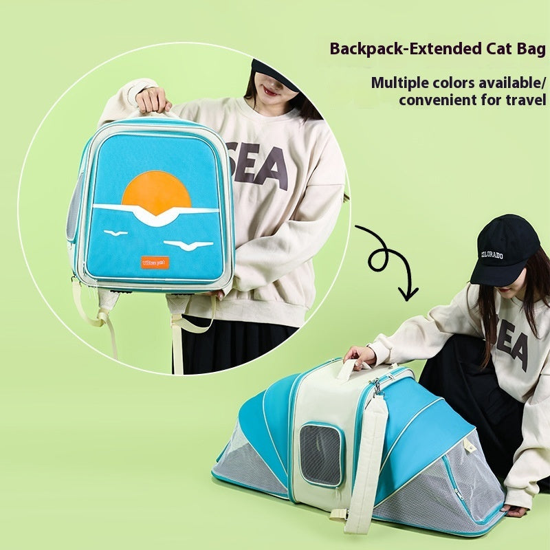 HKM-5398461 Expandable Portable Cat Backpack for Outdoor Camping, Fits Cats Up to 9 kg, Medium Hard Nylon Materials