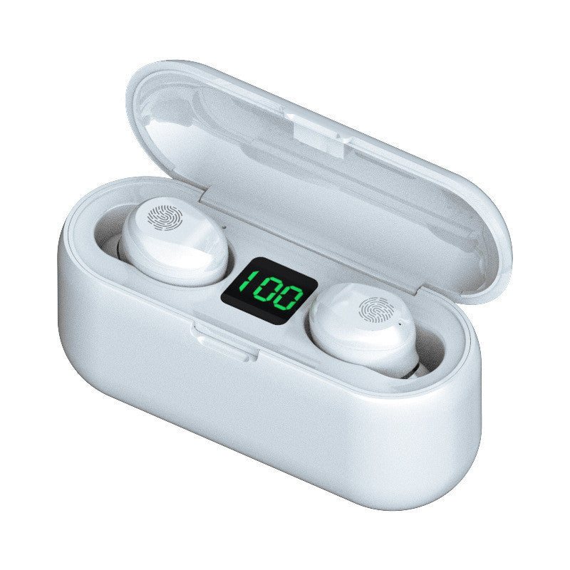 HKM-539923 F9 Smiley Mini TWS Bluetooth Headset with Stereo Sound, Voice Control, and Battery Display
