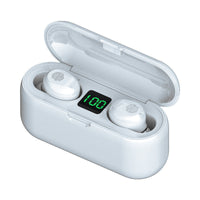HKM-539923 F9 Smiley Mini TWS Bluetooth Headset with Stereo Sound, Voice Control, and Battery Display