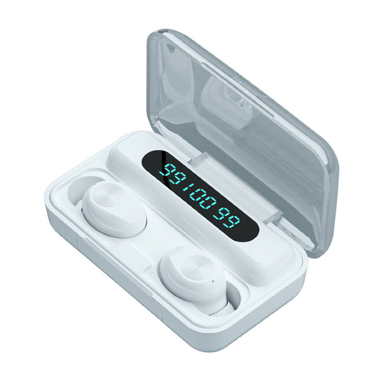 HKM-539923 F9 Smiley Mini TWS Bluetooth Headset with Stereo Sound, Voice Control, and Battery Display