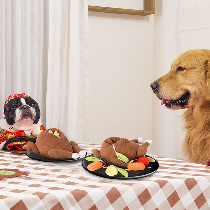 HKM-539923 Turkey Sniff Hide Training and Play Plush Toy for Pets - Interactive Vegetable Design, 20x24x12.5cm