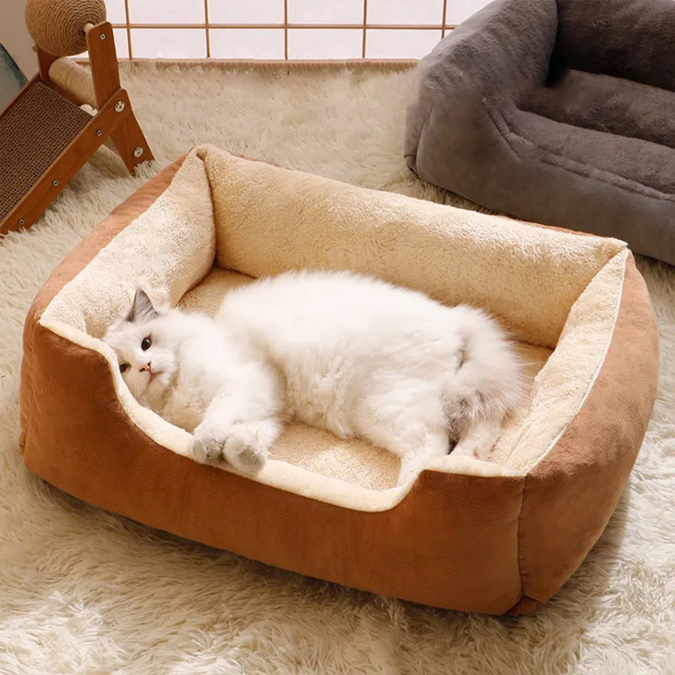 HKM-5399485 Warm Plush Cat and Dog Bed - Soft Cushions in Various Sizes for Comfort and Cozy Rest