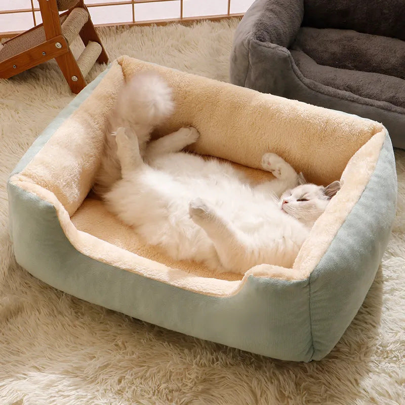HKM-5399485 Warm Plush Cat and Dog Bed - Soft Cushions in Various Sizes for Comfort and Cozy Rest