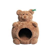 HKM-5400253 Cozy Brown Bear Cat Bed ¨C Fully Enclosed, Removable & Washable Pet Nest for All Seasons