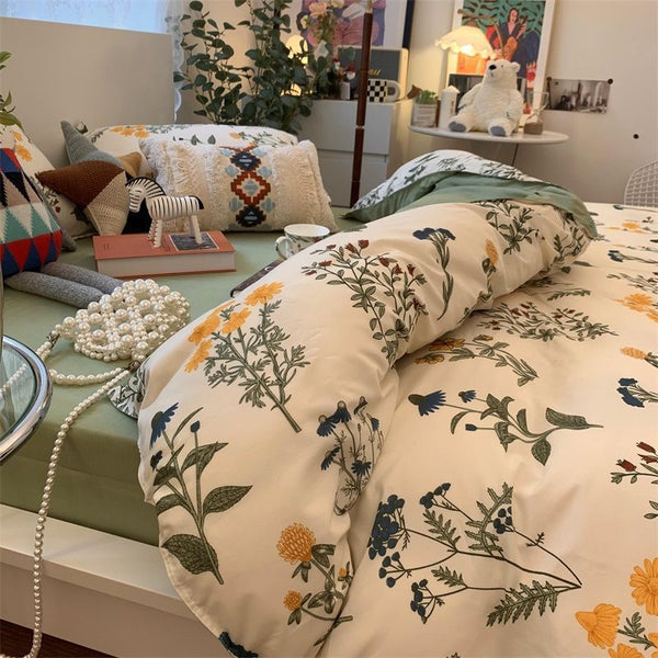 HKM-540051 Foggy Gray Solid Color Geometric Pattern Bedding Set with Duvet Cover and Pillowcases Available in Multiple Sizes