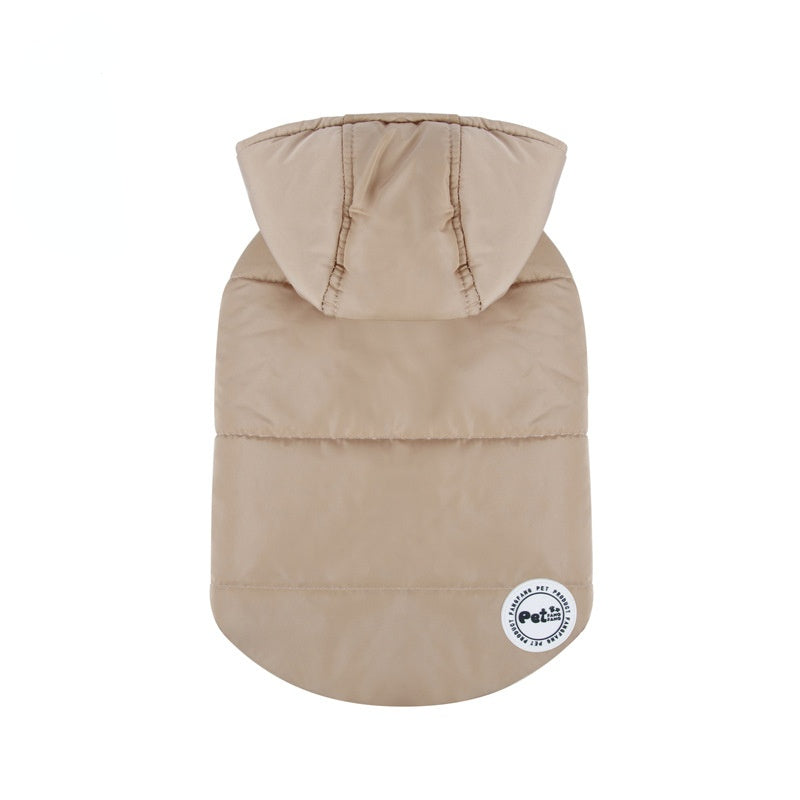 HKM-5400637 Warm Cotton Dog Clothes for Autumn and Winter - Casual Style in Black and Khaki, Multiple Sizes Available