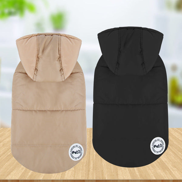 HKM-5400637 Warm Cotton Dog Clothes for Autumn and Winter - Casual Style in Black and Khaki, Multiple Sizes Available