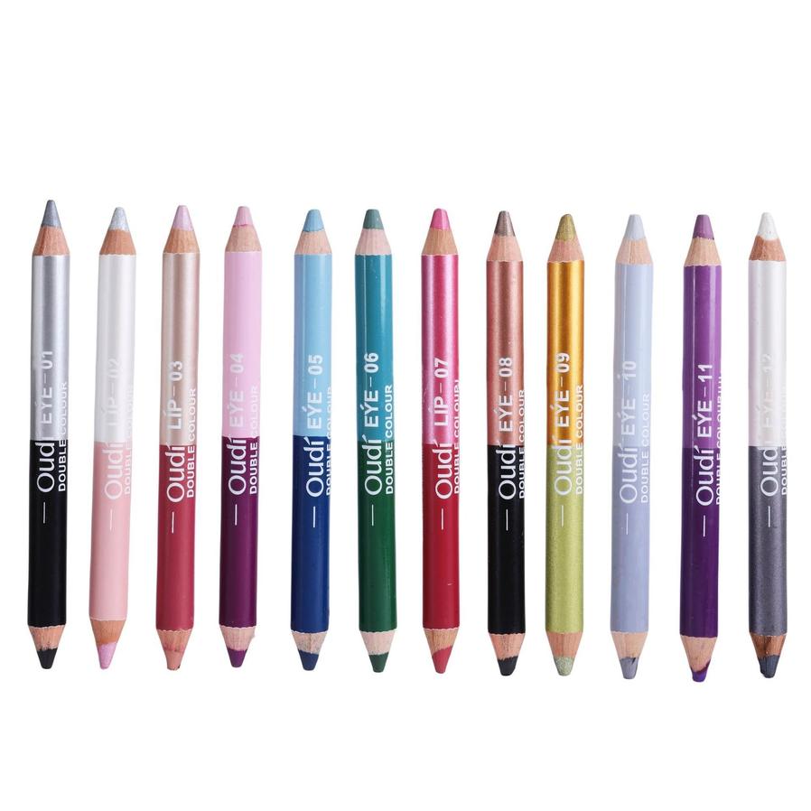 HKM-540115 12 Colors Waterproof Double-Headed Liquid Eyeliner Set - Smudge-Proof, Long-Lasting Formula