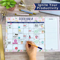 HKM-540179 Custom Floral Desk Calendar and Planner 2025 - Large Size Desk Pad with FSC Certification