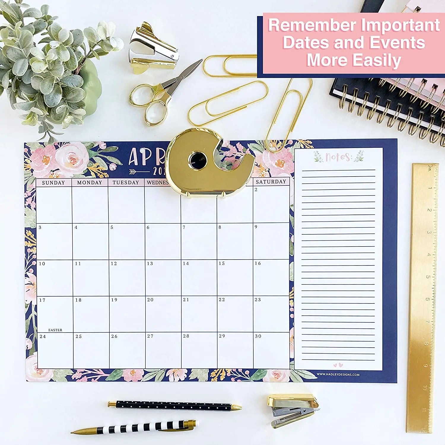 HKM-540179 Custom Floral Desk Calendar and Planner 2025 - Large Size Desk Pad with FSC Certification