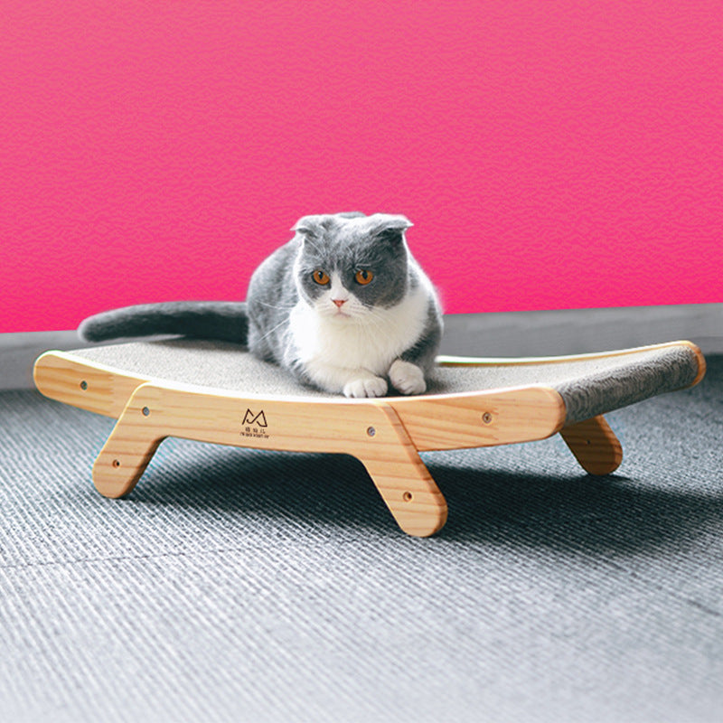 HKM-5402173 Deformation Cat Bed with Vertical Corrugated Paper Scratcher and Replaceable Core for Cats
