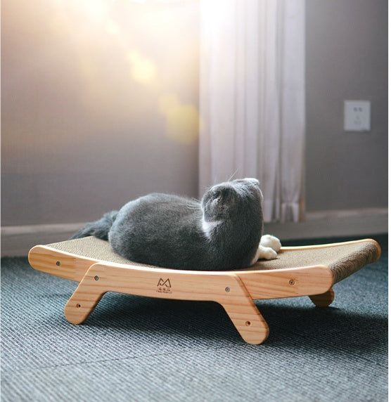HKM-5402173 Deformation Cat Bed with Vertical Corrugated Paper Scratcher and Replaceable Core for Cats