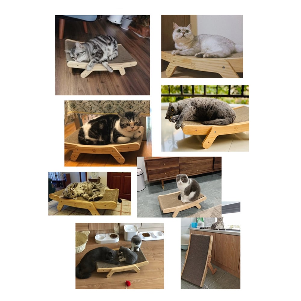 HKM-5402173 Deformation Cat Bed with Vertical Corrugated Paper Scratcher and Replaceable Core for Cats